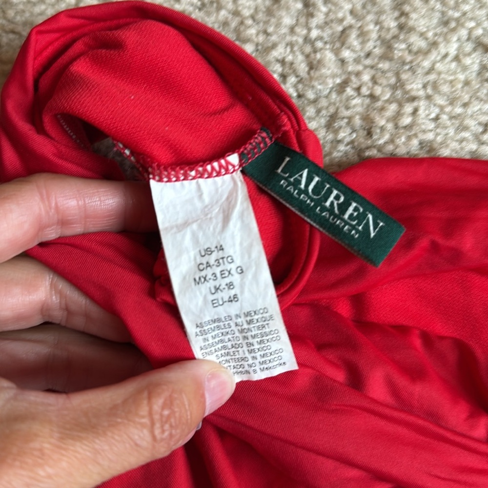 Lauren Ralph Lauren Red Swimwear bikini swim bathing suit size 14 - Picture 6 of 8